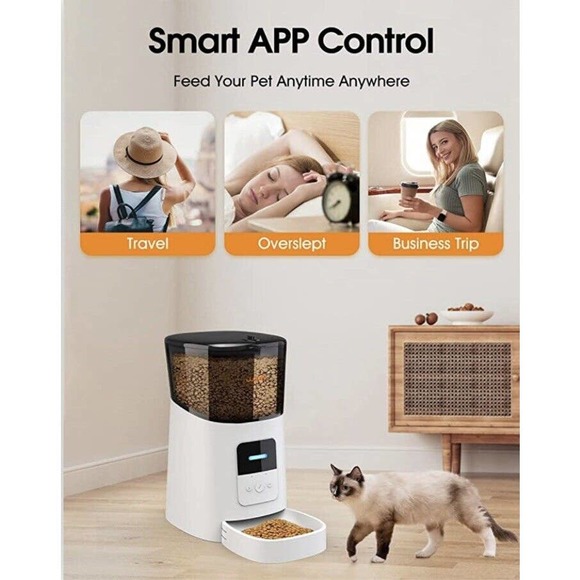 Wopet 6L Automatic Cat Dog Feeder, WI-FI enabled Smart Pet Feeder. Dispenser - Picture 4 of 6